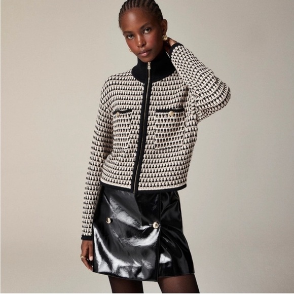 NWT J Crew Jacquard sweater-jacket CB934 sz L - Picture 1 of 10